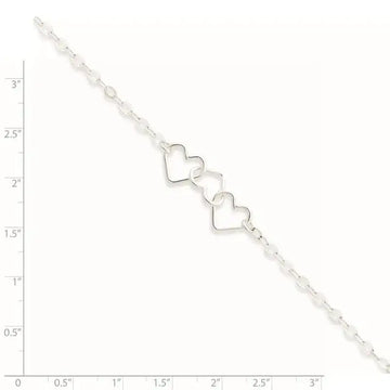 Sterling Silver 10inch Solid Polished Fancy Heart Link Anklet - Larson Jewelers
