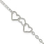 Sterling Silver 9inch Solid Polished Fancy Heart Link Anklet - Larson Jewelers