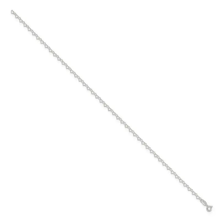 Sterling Silver 0.5mm Fancy Heart Link Anklet - Larson Jewelers