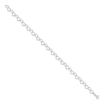 Sterling Silver 0.6mm Fancy Heart Link Anklet - Larson Jewelers