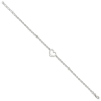 Sterling Silver 9in Plus 1 in ext Heart Anklet - Larson Jewelers