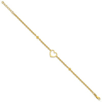 Sterling Silver Gold-tone 9in Plus 1 in ext Heart Anklet - Larson Jewelers