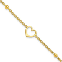 Sterling Silver Gold-tone 9in Plus 1 in ext Heart Anklet - Larson Jewelers