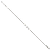 Sterling Silver 8 inch Plus 1in ext.Heart Link Anklet - Larson Jewelers
