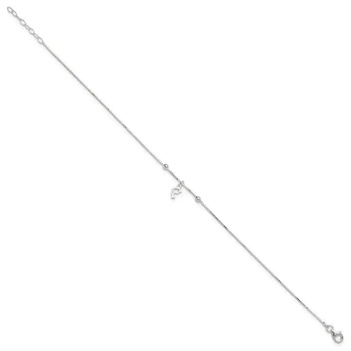 Sterling Silver Box Chain 9in Plus 1in Dolphin Anklet - Larson Jewelers