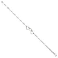 Sterling Silver 8 in Plus 1in Ext Interlocking Hearts Rolo Chain Anklet - Larson Jewelers