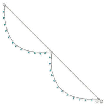 Sterling Silver Turquoise Beads Double Chain Anklet - Larson Jewelers