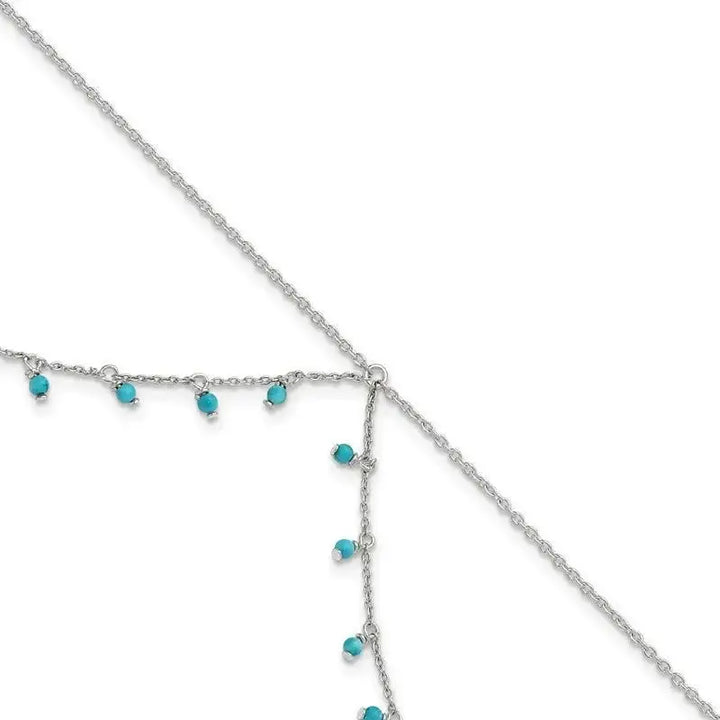 Sterling Silver Turquoise Beads Double Chain Anklet - Larson Jewelers