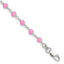 Sterling Silver Pink Glass Bead with Heart 8in Plus 1in ext Anklet - Larson Jewelers