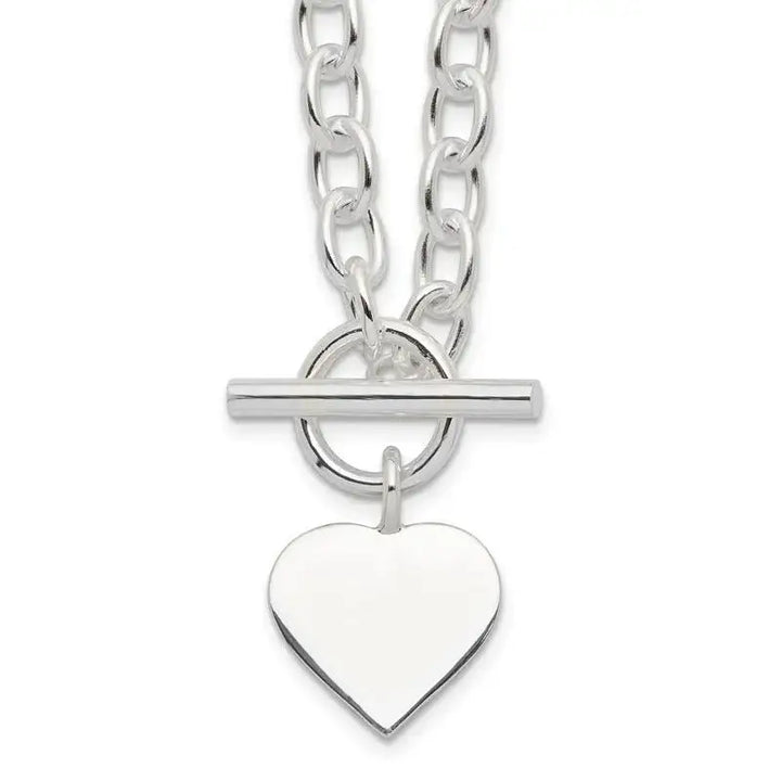 Sterling Silver Engraveable Heart Necklace - Larson Jewelers