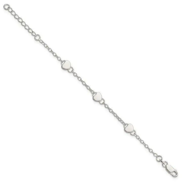 Sterling Silver Heart Childs 5 Inch Plus 1 Inch Ext. Bracelet - Larson Jewelers