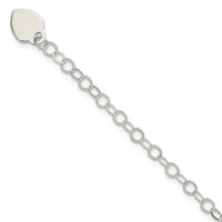 Sterling Silver Engraveable Heart Charm Bracelet - Larson Jewelers