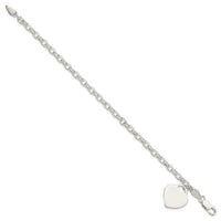 Sterling Silver 1.9mm Engraveable Heart Charm Bracelet - Larson Jewelers