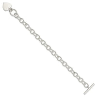 Sterling Silver Engraveable Heart Fancy Link Bracelet - Larson Jewelers