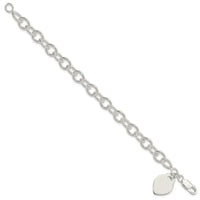 Sterling Silver Polished Engraveable Heart Bracelet - Larson Jewelers
