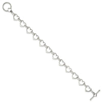 Sterling Silver Heart and Circle Link Bracelet - Larson Jewelers