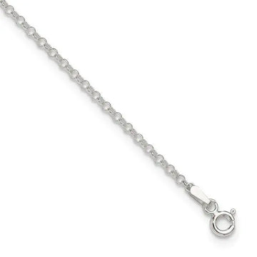 Sterling Silver 2mm Rolo 9in Plus 1in ext. Chain Anklet - Larson Jewelers