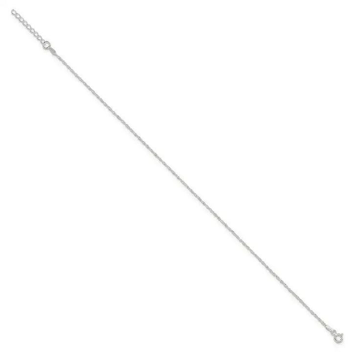 Sterling Silver 1.3mm Singapore 9in Plus 1in ext. Chain Anklet - Larson Jewelers