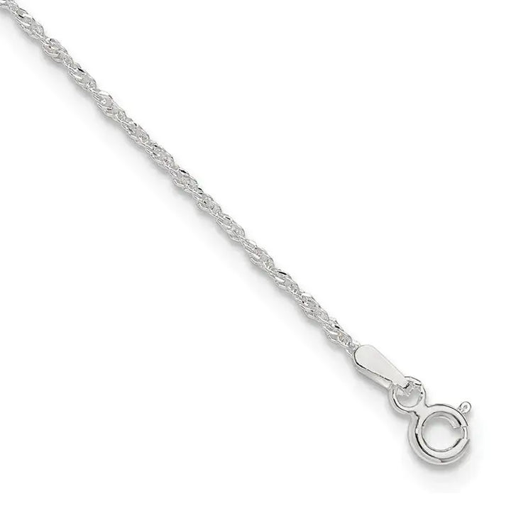 Sterling Silver 1.3mm Singapore 9in Plus 1in ext. Chain Anklet - Larson Jewelers