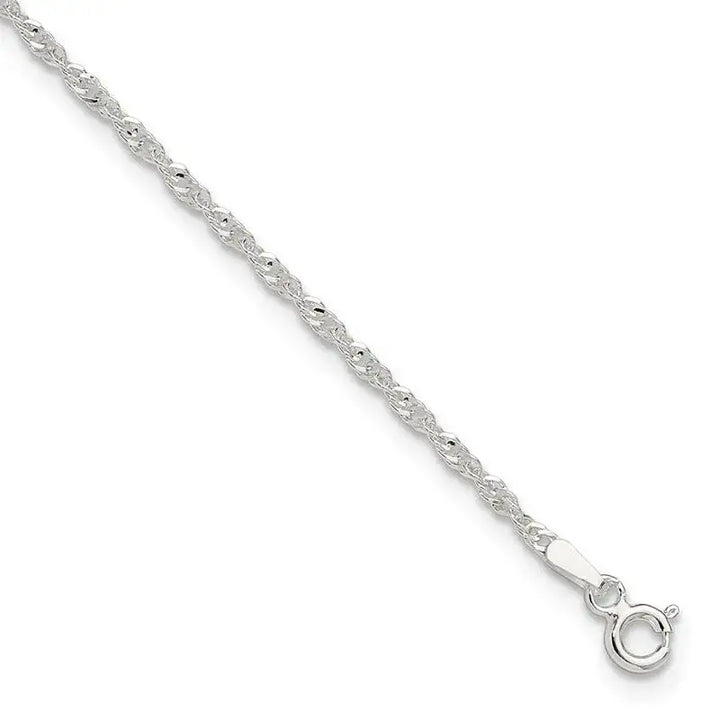 Sterling Silver 1.8mm Singapore 10in Plus 1in ext. Chain Anklet - Larson Jewelers