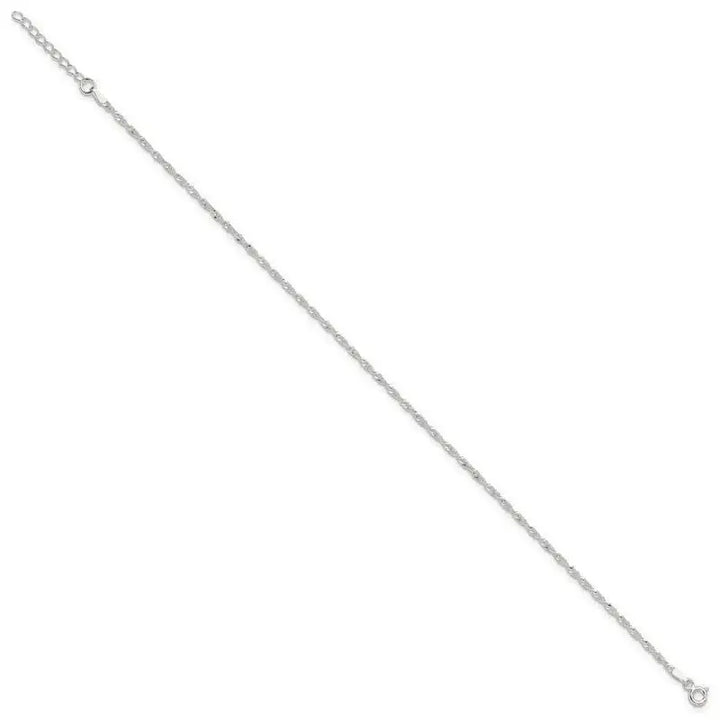 Sterling Silver 9 in Singapore Plus 1in ext. Chain Anklet - Larson Jewelers
