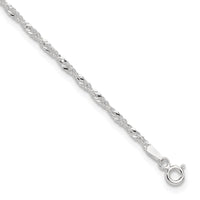 Sterling Silver 2mm Singapore 10in Plus 1in ext. Chain Anklet