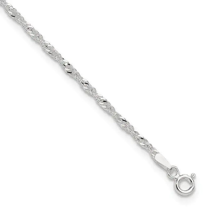 Sterling Silver 2mm Singapore 10in Plus 1in ext. Chain Anklet - Larson Jewelers