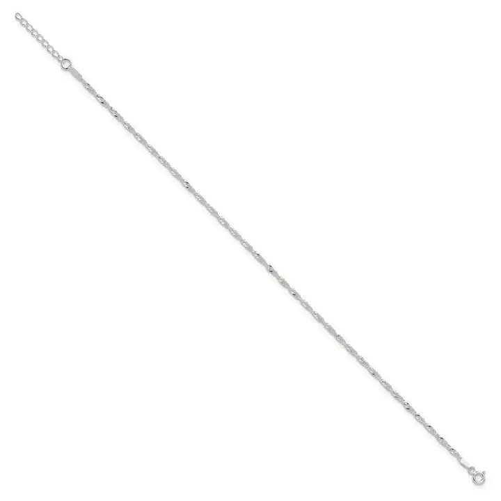 Sterling Silver 2mm Singapore 9in Plus 1in ext. Chain Anklet - Larson Jewelers