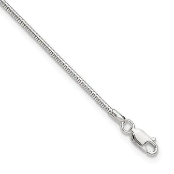 Sterling Silver 1.5mm Round Snake Chain 9in Plus 1in ext. Anklet - Larson Jewelers