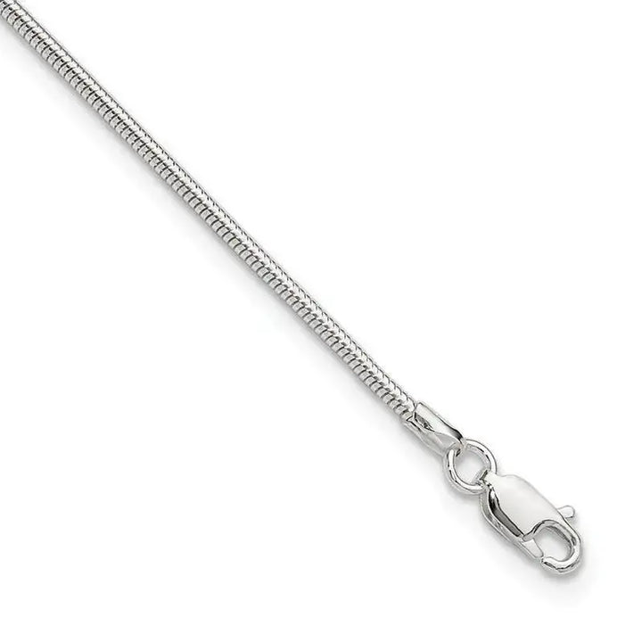 Sterling Silver 1.5mm Round Snake Chain 9in Plus 1in ext. Anklet - Larson Jewelers