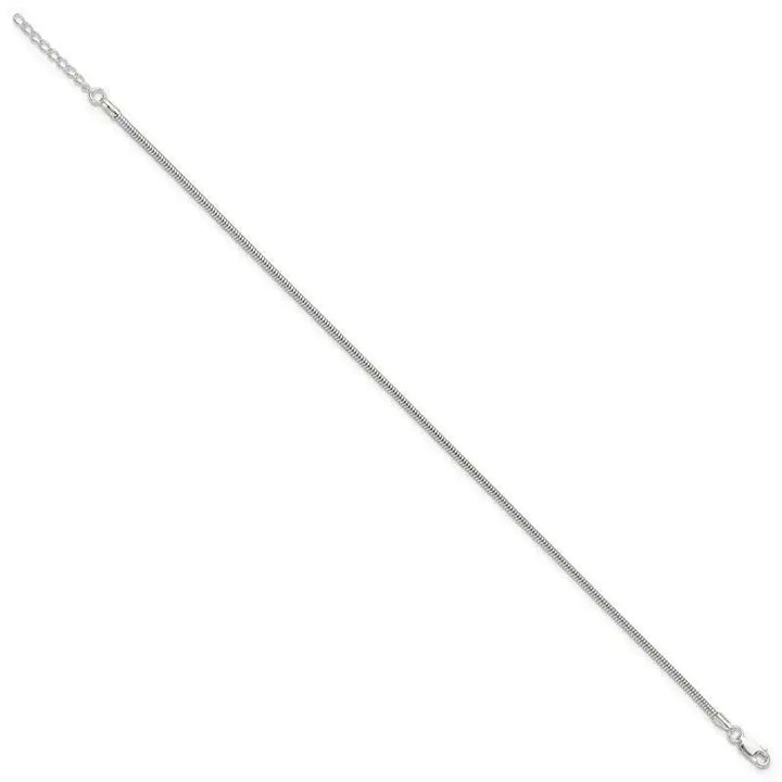 Sterling Silver 2mm Snake Chain 9in Plus 1in ext. Anklet - Larson Jewelers