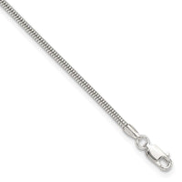 Sterling Silver 2mm Snake Chain 9in Plus 1in ext. Anklet