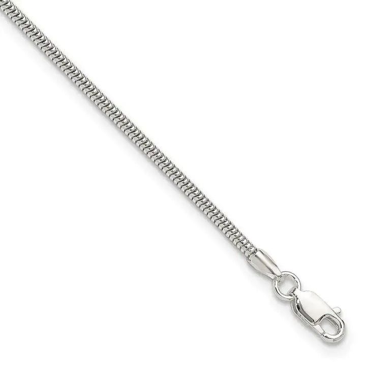 Sterling Silver 2mm Snake Chain 9in Plus 1in ext. Anklet - Larson Jewelers