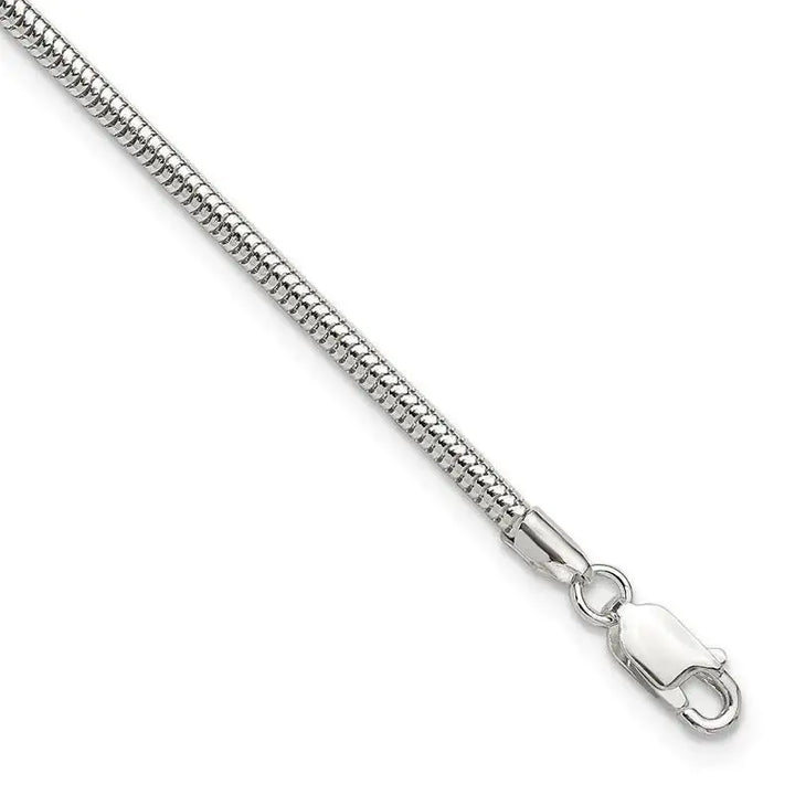 Sterling Silver 2.5mm Snake Chain 9in Plus 1in ext. Anklet - Larson Jewelers