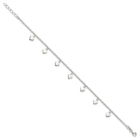 Sterling Silver Polished Hearts Anklet - Larson Jewelers