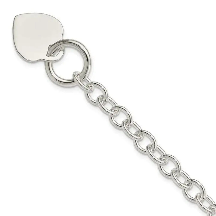 Sterling Silver Engraveable Heart Disc Toggle Bracelet - Larson Jewelers