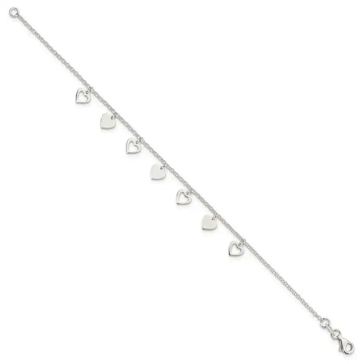 Sterling Silver w/ Hearts Bracelet - Larson Jewelers