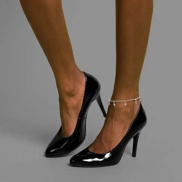 Sterling Silver 10 in Cross Anklet - Larson Jewelers