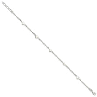 Sterling Silver 9 inch Polished Heart Plus 1in ext. Anklet - Larson Jewelers