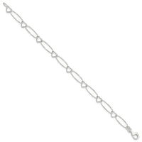 Sterling Silver Oval Link w/Hearts Bracelet - Larson Jewelers