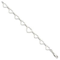 Sterling Silver Polished Heart Fancy Link Bracelet - Larson Jewelers