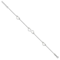 Sterling Silver Polished Heart 9in Plus 1in ext. Anklet - Larson Jewelers