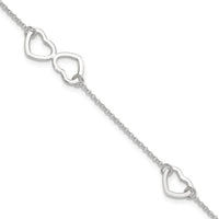 Sterling Silver Polished Heart 9in Plus 1in ext. Anklet - Larson Jewelers