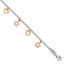 Sterling Silver Gold and Rose-tone Heart Flower 9in Plus 1in ext. Anklet - Larson Jewelers