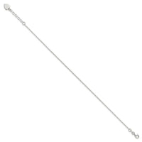 Sterling Silver Polished Heart 9in Plus 1in Ext. Anklet - Larson Jewelers