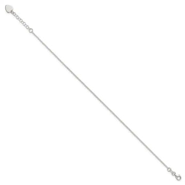 Sterling Silver Polished Heart 9in Plus 1in Ext. Anklet - Larson Jewelers