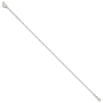 Sterling Silver Polished Heart 9in Plus 1in Ext. Anklet - Larson Jewelers