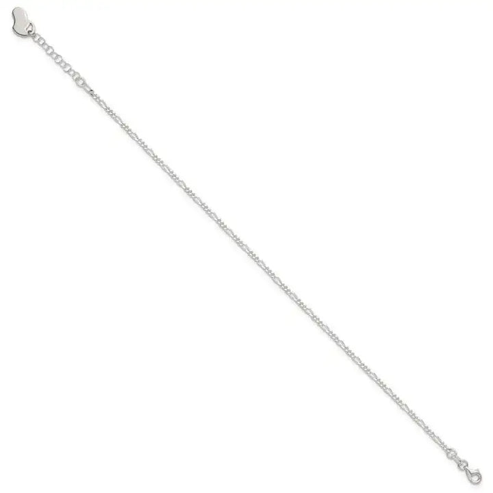 Sterling Silver Polished Heart 9in Plus 1in Ext. Anklet - Larson Jewelers