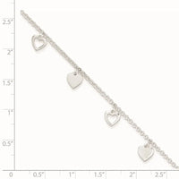 Sterling Silver 9 inch Polished Heart with 1in ext. Anklet - Larson Jewelers