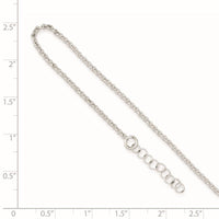 Sterling Silver Polished Rolo Chain with 1in ext. Anklet